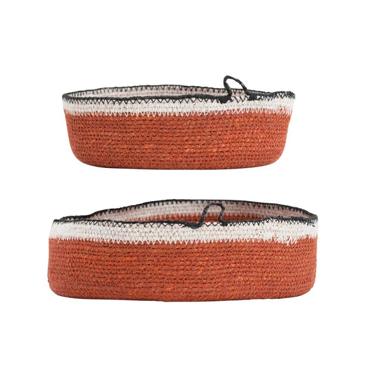 Decorative Hand-Woven Seagrass Baskets, Set of 2