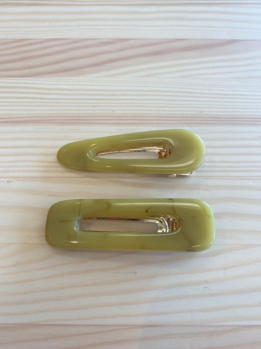 Set of 2 Hair Clips - Chartreuse