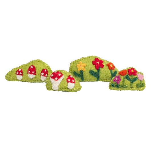 Papoose Toys - Bushes With Flowers and Toad Stools