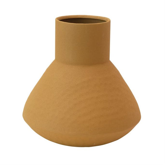 Textured Metal Vase - Mustard