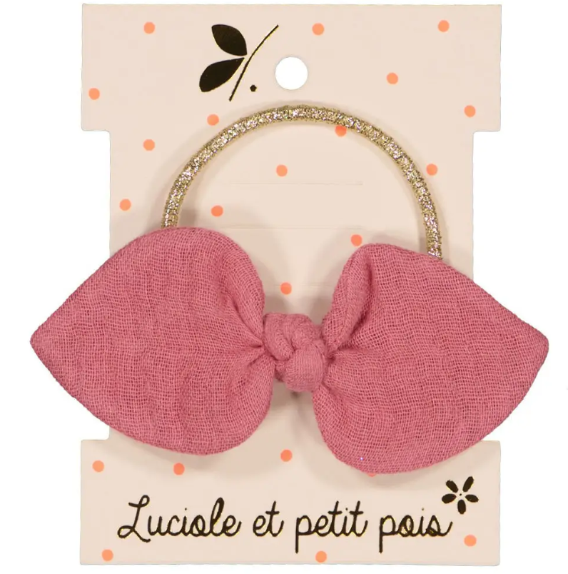 Luciole et Petit Pois - Rabbit Knot Elastic - Raspberry Double Gauze