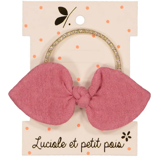 Luciole et Petit Pois - Rabbit Knot Elastic - Raspberry Double Gauze