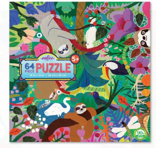eeBoo - Sloths at Play Puzzle -  64 Piece