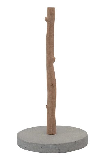 Mango Wood + Concrete Paper Towel Holder