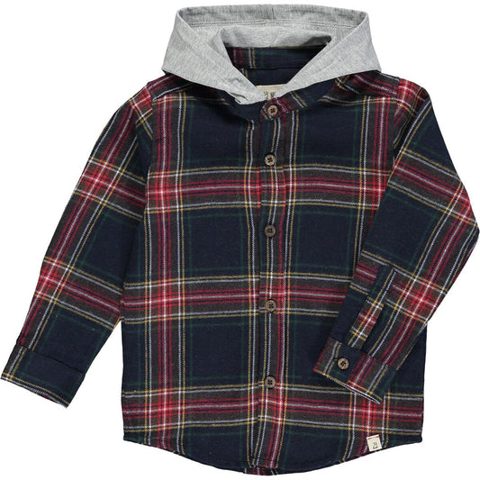 Me & Henry - Dyer Hooded Woven Shirt - Blue Plaid