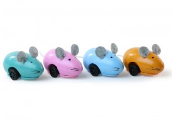 Vilac - Mini Friction-Driven Wooden Mice - Teal