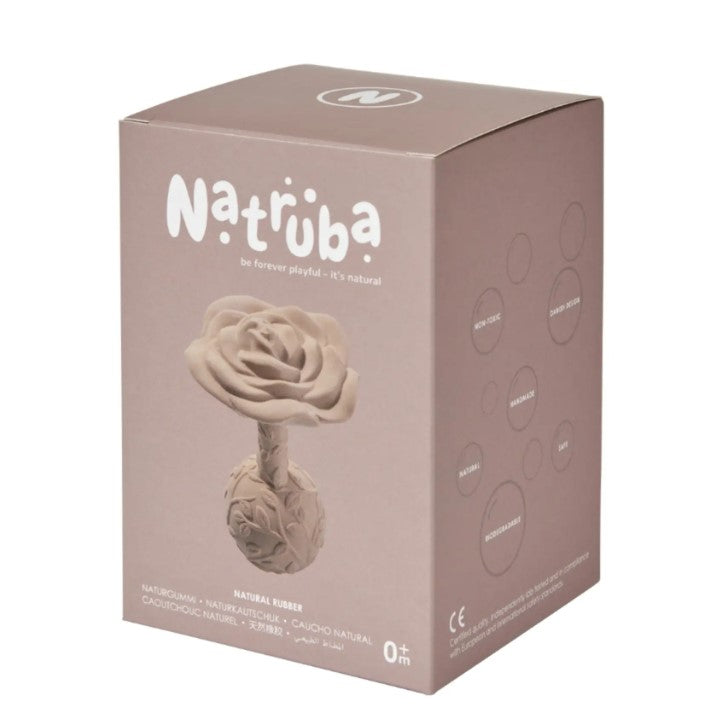 Natural Rubber Rattle Rose - Beige