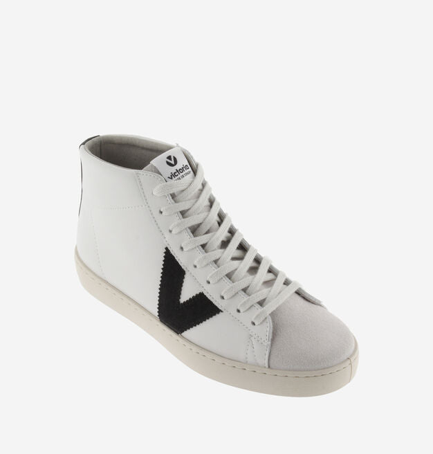 Victoria Shoes - Women's High Top - Berlin Leather + Split Leather - Negro