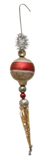 Ball Ornament with Beads and Tinsel