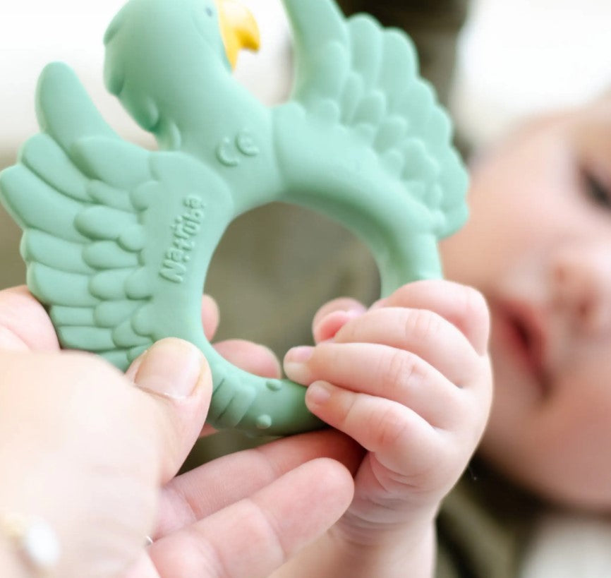 Natural Rubber Teether - Parrot - Light Green