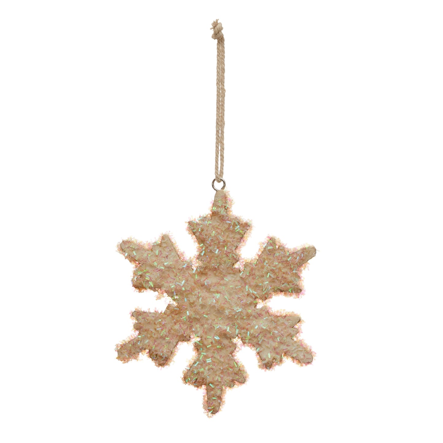 Paulownia Snowflake Ornament with Iridescent Finish