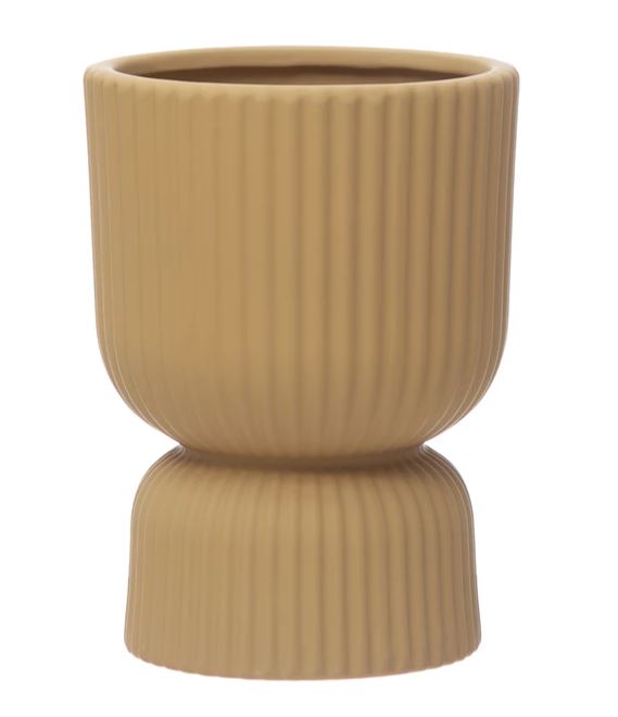 Bloomingville - Stoneware Pleated Footed Planter - Latex Glaze