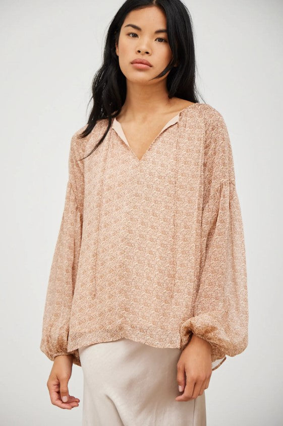 Printed Easy Blouse - Rose Tan