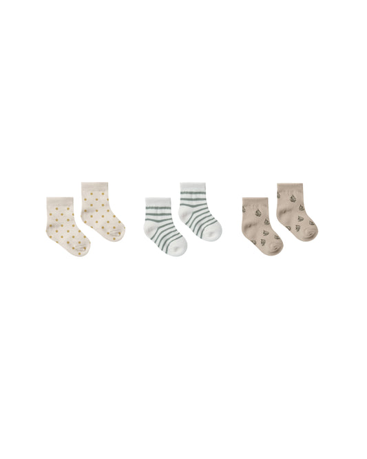 Rylee + Cru - Printed Socks - Stripe/Boat/Suns