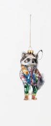 Glitterville - Woodland Blown Glass Ornament - Raccoon