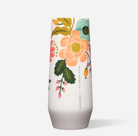 Corkcicle x Rifle Paper Co. - 7 oz Stemless Flute - Cream Lively Floral