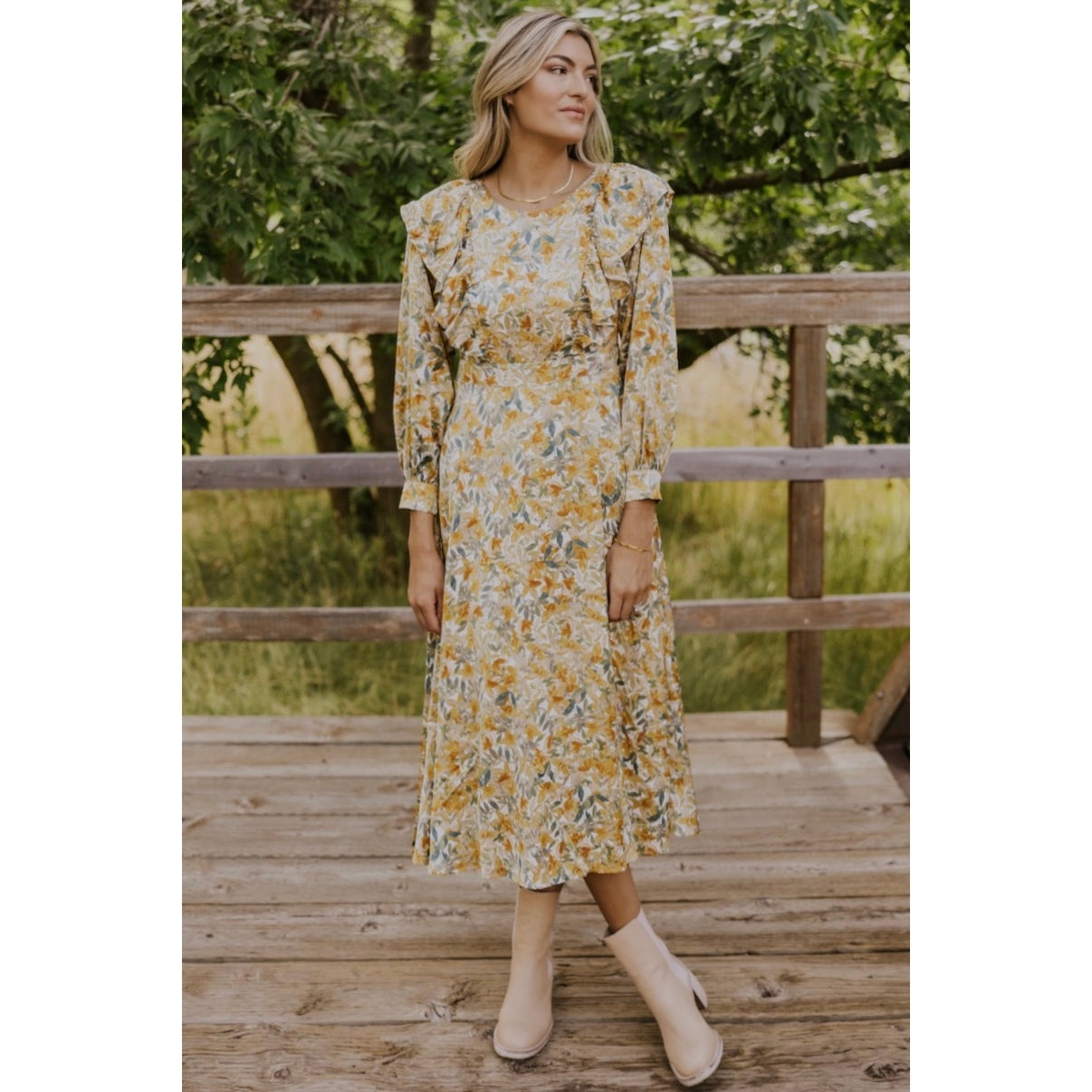 Roolee - Vintage Floral Ruffle MOM Dress