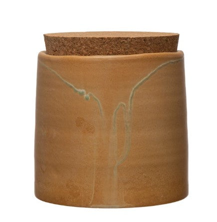 Small Stoneware Canister - Cork Lid - Reactive Glaze