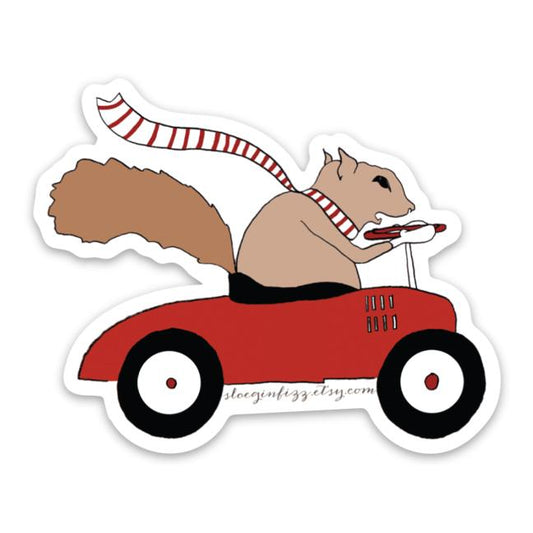 Sloe Gin Fizz - Squirrel Driving a Car Vinyl Sticker