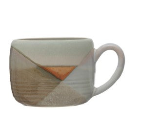 Stoneware Mug with Design - Tan