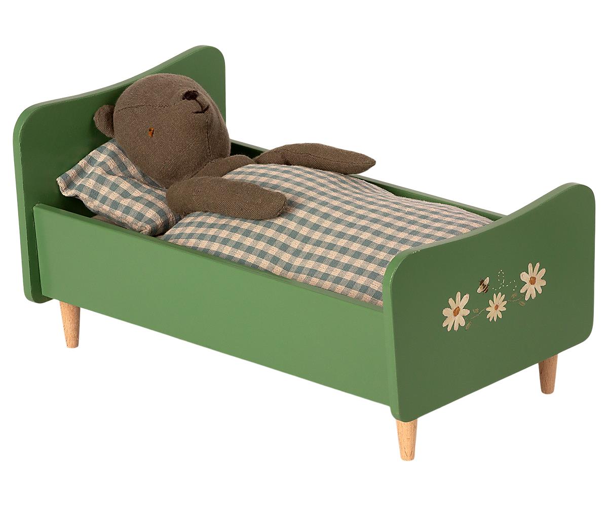 Maileg - Wooden Bed, Teddy Dad - Dusty Green