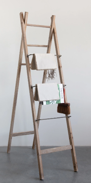 Decorative Wooden Ladder With Metal Rungs