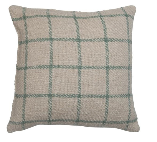 Square Woven Cotton Pillow - Plaid