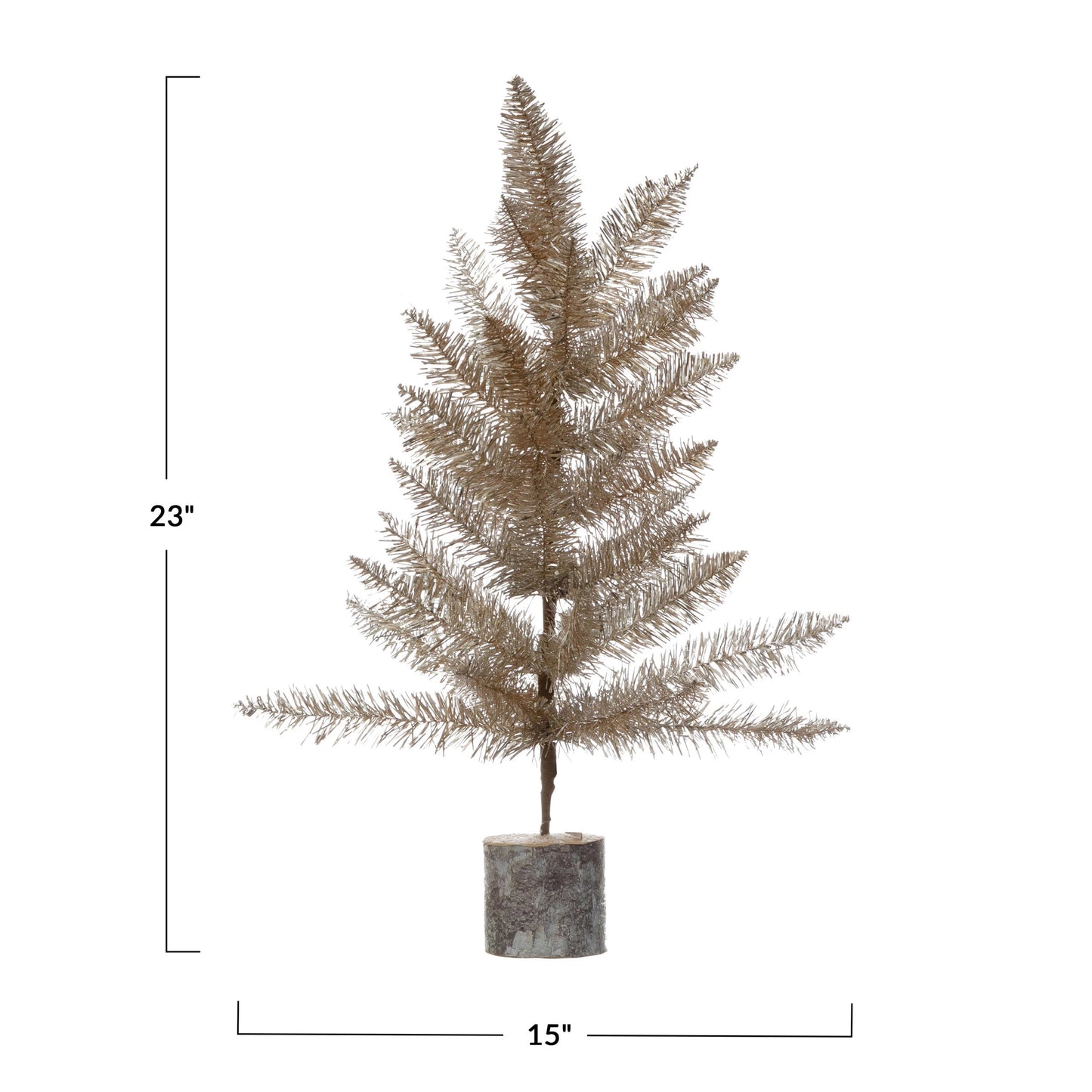 Tinsel Tree with Wood Slice Base - Large