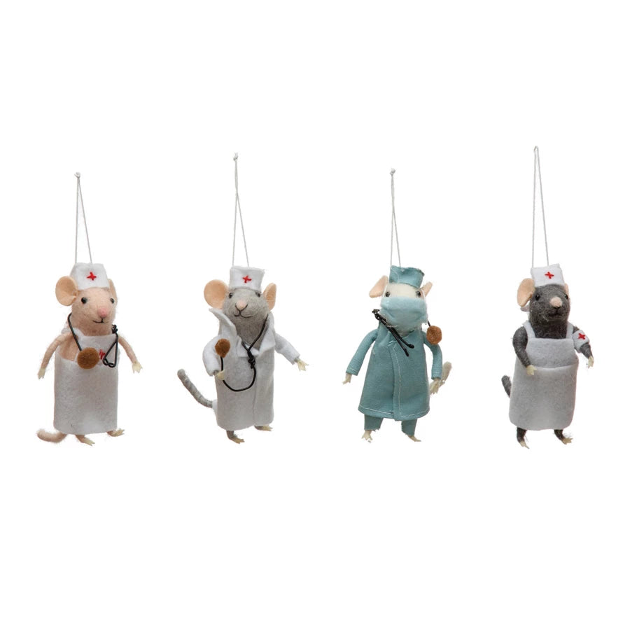 Felt Medical Professional Mouse Ornament