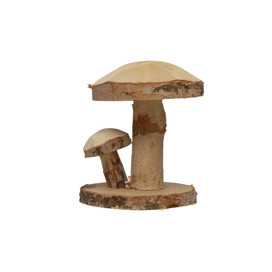 Hand Carved Oak Wood Mushrooms
