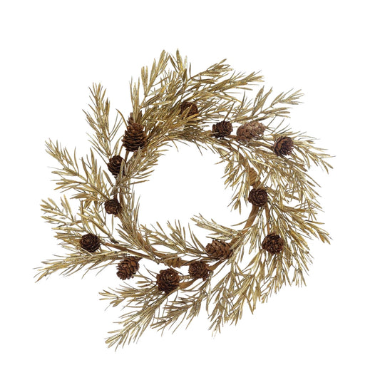 Round Faux Pine Wreath with Pinecones
