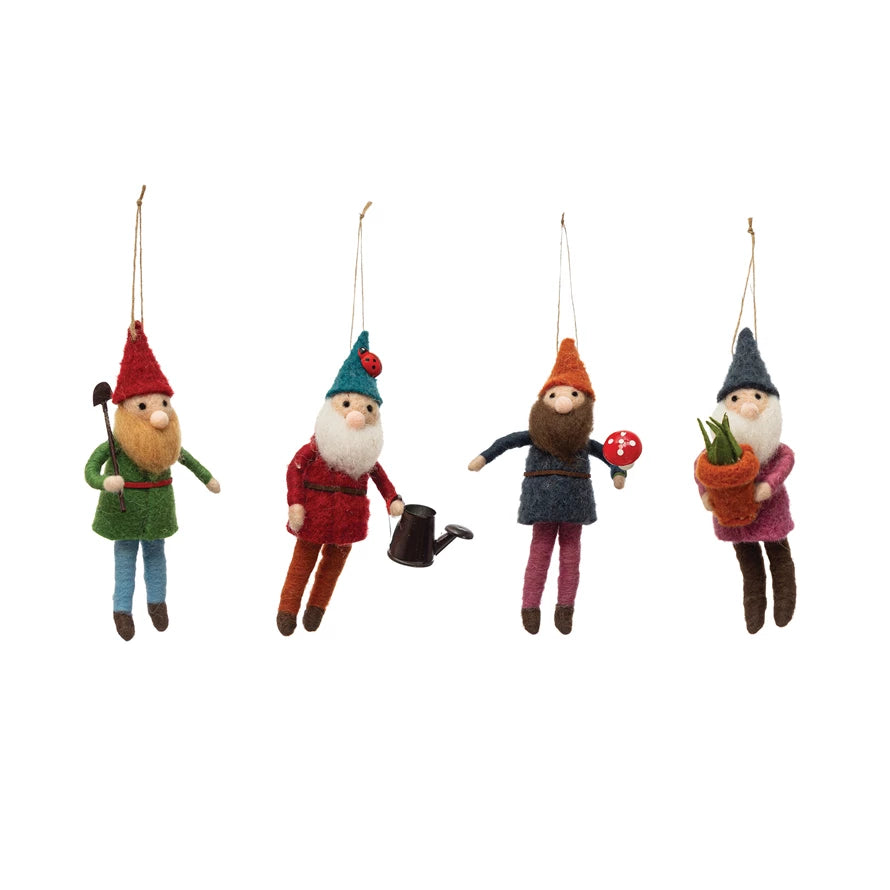 Wool Felt Gardening Gnome Ornament