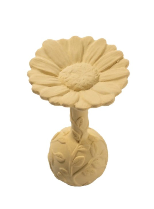 Natural Rubber Rattle Daisy - Yellow